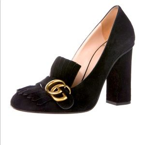 Gucci GG Marmont Suede Block-Heeled Loafers